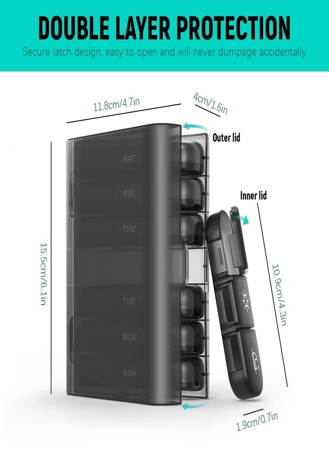 ZIBUYU® Medicine Organizer Box, Medicine Box for Home Weekly 3-Compartment Tablets Travel Case Opaque Medicine Pouch for Travel for Pills, Tablets, Supplyments, With Storage Case - Image 2